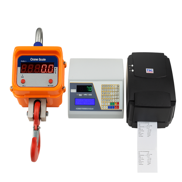 crane scale with barcode label printer and cloud inventory software for steel aluminium brass dispatch